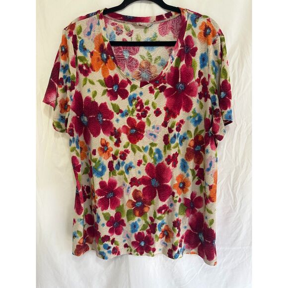 White Stag Tops - White Stag Women's Plus Size Stretchy V-Neck Short Sleeve Textured Tee Size 2X